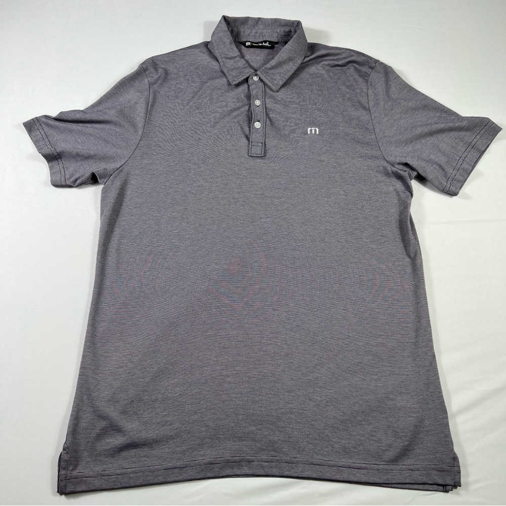 Travis Mathew Polo Shirt Mens Large Purple Striped Performance Golf Outdoors
